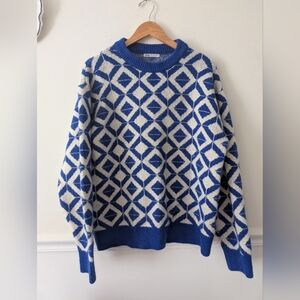 Zara geometric pattern crewneck sweater XL
